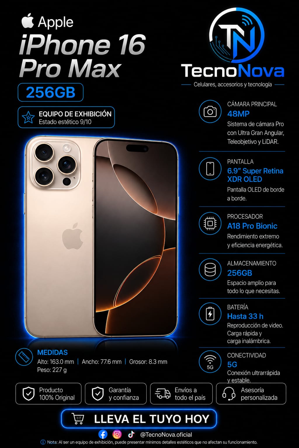 iPhone 16 Pro Max 256GB Exhibición