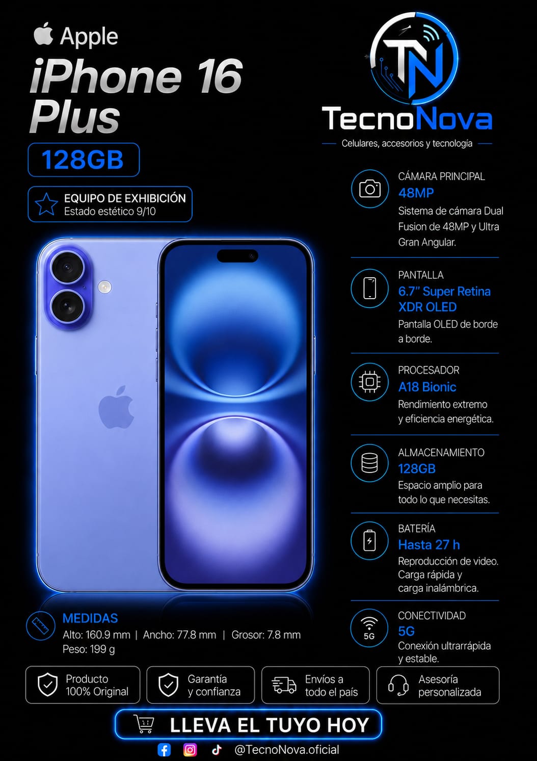 iPhone 16 Plus 128GB Exhibición