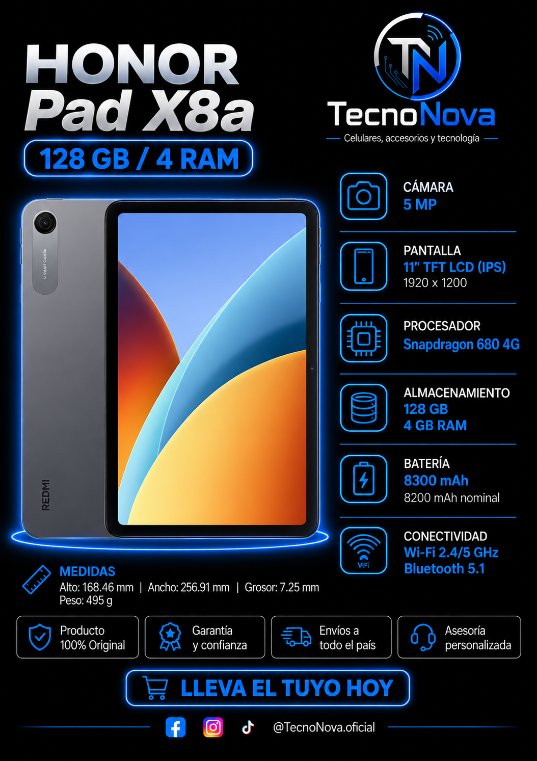 Tablet Honor Pad X8a 128 GB / 4 GB RAM con estuche